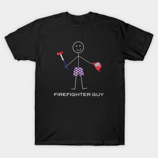 Funny Mens Firefighter Guy Illustration T-Shirt